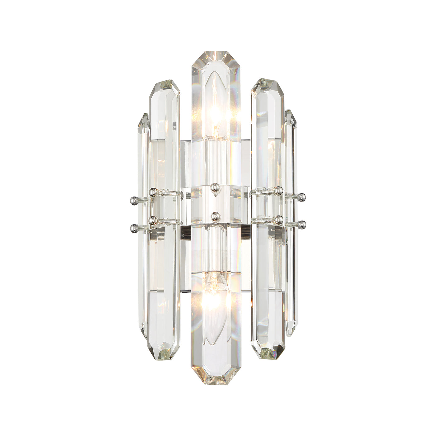 Bolton 2 Light Polished Nickel Sconce Wall Sconce Crystorama