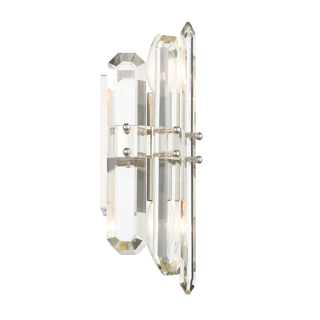 Bolton 2 Light Polished Nickel Sconce Wall Sconce Crystorama