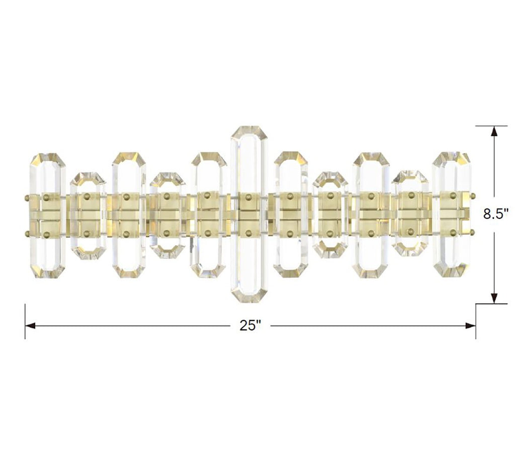 Bolton 3 Light Aged Brass Bathroom Vanity Bath and Vanity Crystorama