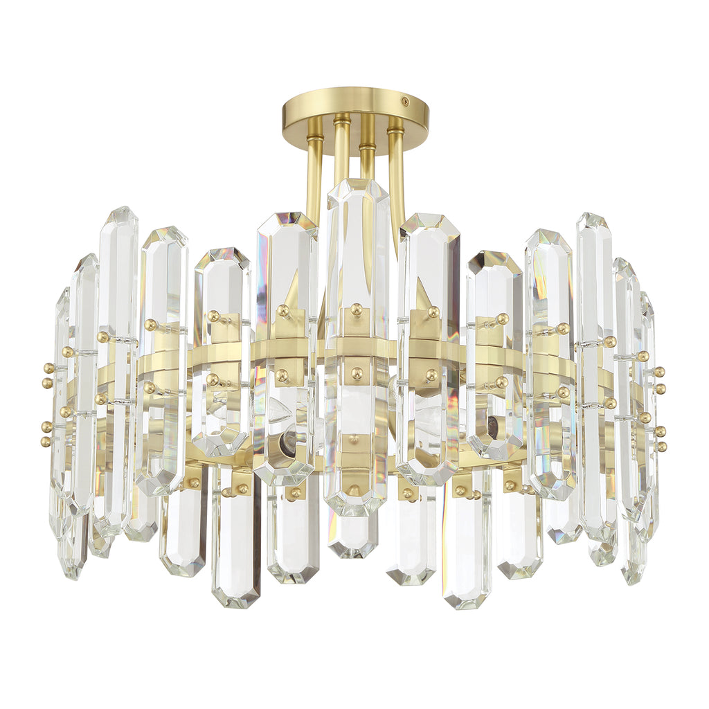 Bolton 4 Light Aged Brass Semi Flush Mount Semi Flush Crystorama