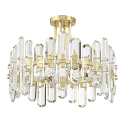 Bolton 4 Light Aged Brass Semi Flush Mount Semi Flush Crystorama