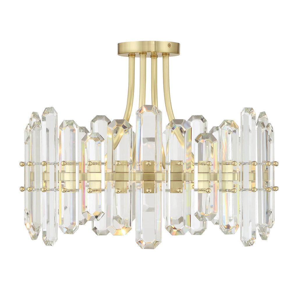 Bolton 4 Light Aged Brass Semi Flush Mount Semi Flush Crystorama