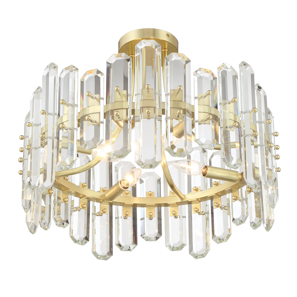 Bolton 4 Light Aged Brass Semi Flush Mount Semi Flush Crystorama