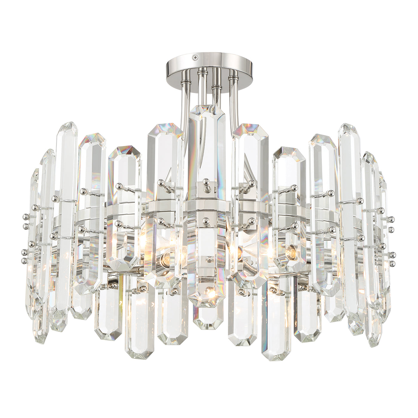 Bolton 4 Light Polished Nickel Semi Flush Mount Semi Flush Crystorama