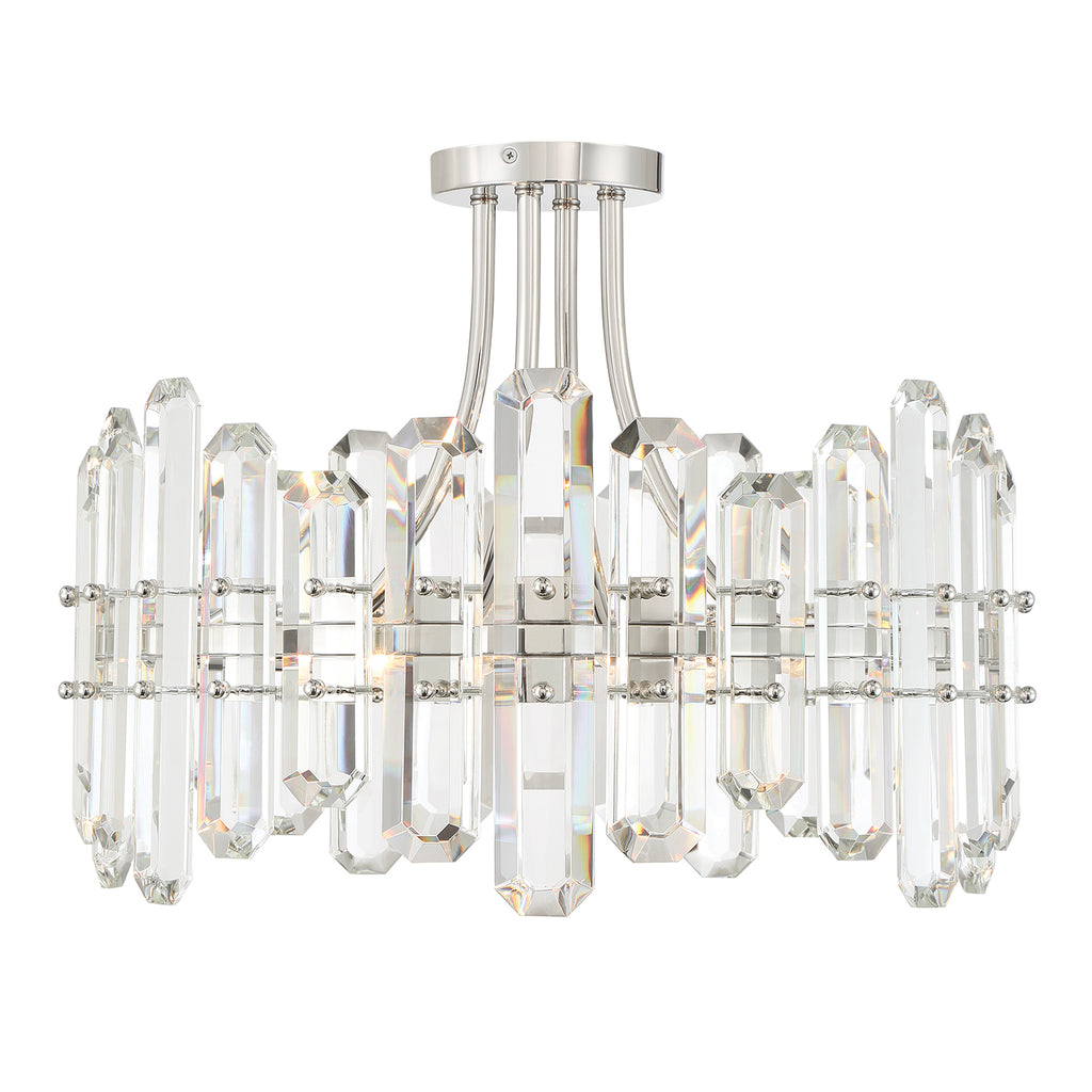 Bolton 4 Light Polished Nickel Semi Flush Mount Semi Flush Crystorama