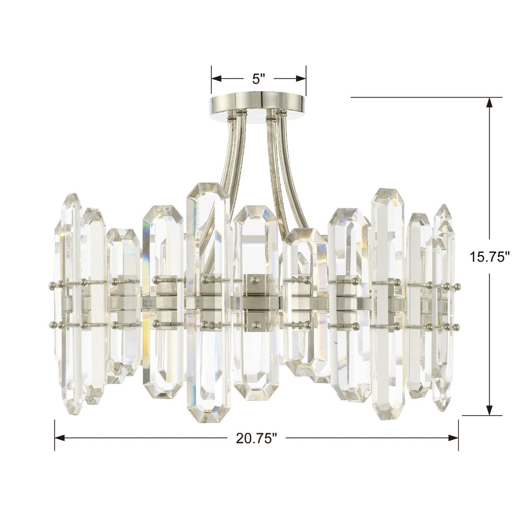 Bolton 4 Light Polished Nickel Semi Flush Mount Semi Flush Crystorama