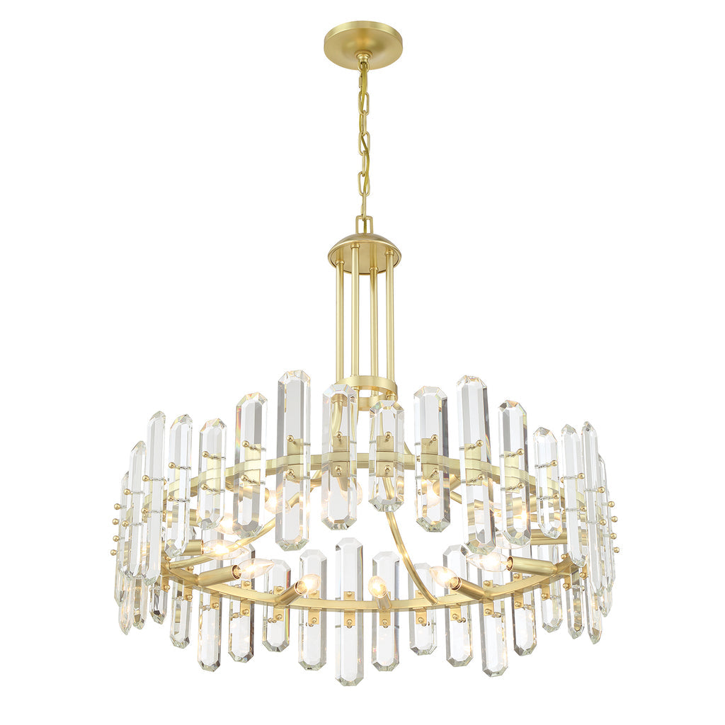 Bolton 12 Light Aged Brass Chandelier Chandelier Crystorama