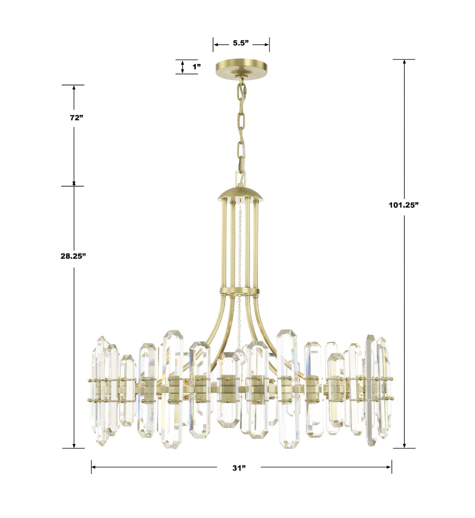 Bolton 12 Light Aged Brass Chandelier Chandelier Crystorama