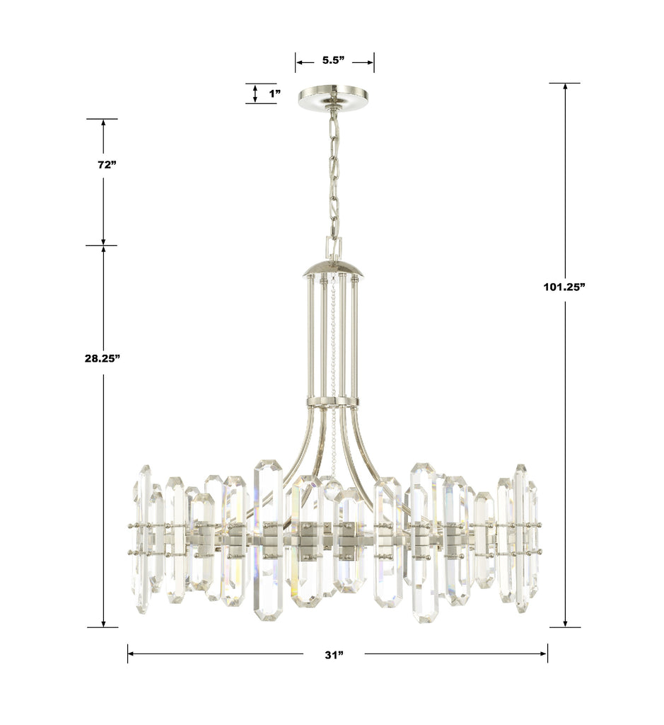 Bolton 12 Light Polished Nickel Chandelier Chandelier Crystorama