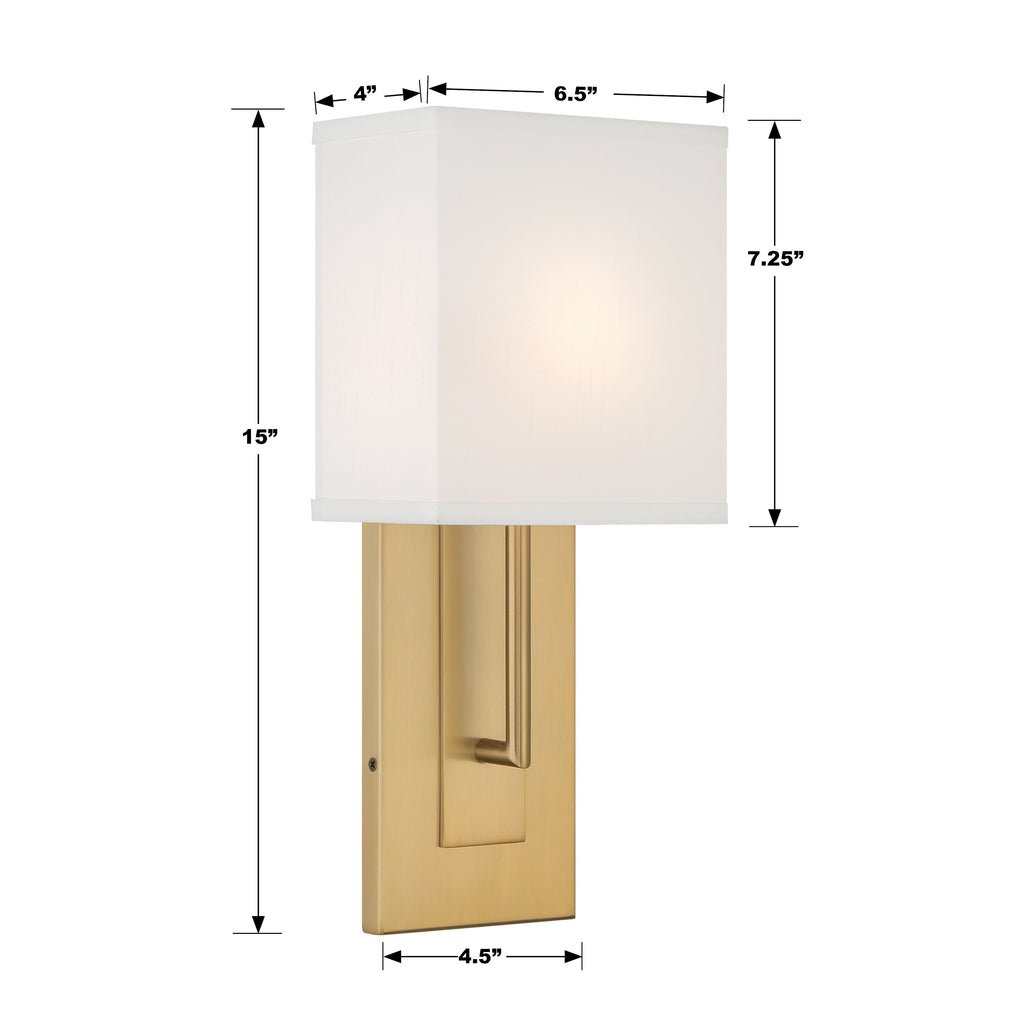 Brent 1 Light Vibrant Gold Sconce Wall Sconce Crystorama