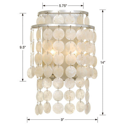 Brielle 2 Light Antique Silver Sconce Wall Sconce Crystorama