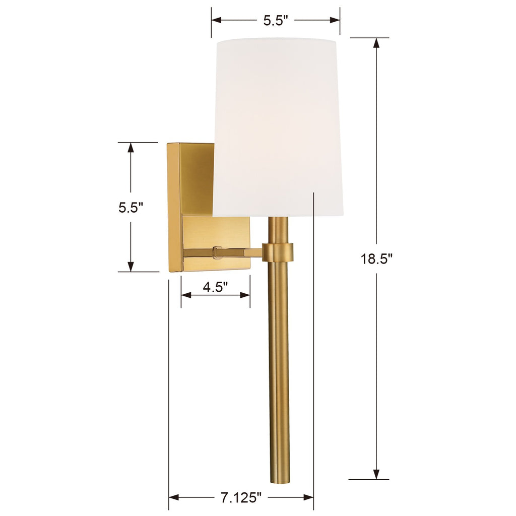 Bromley 1 Light Antique Vibrant Gold Sconce Wall Sconce Crystorama