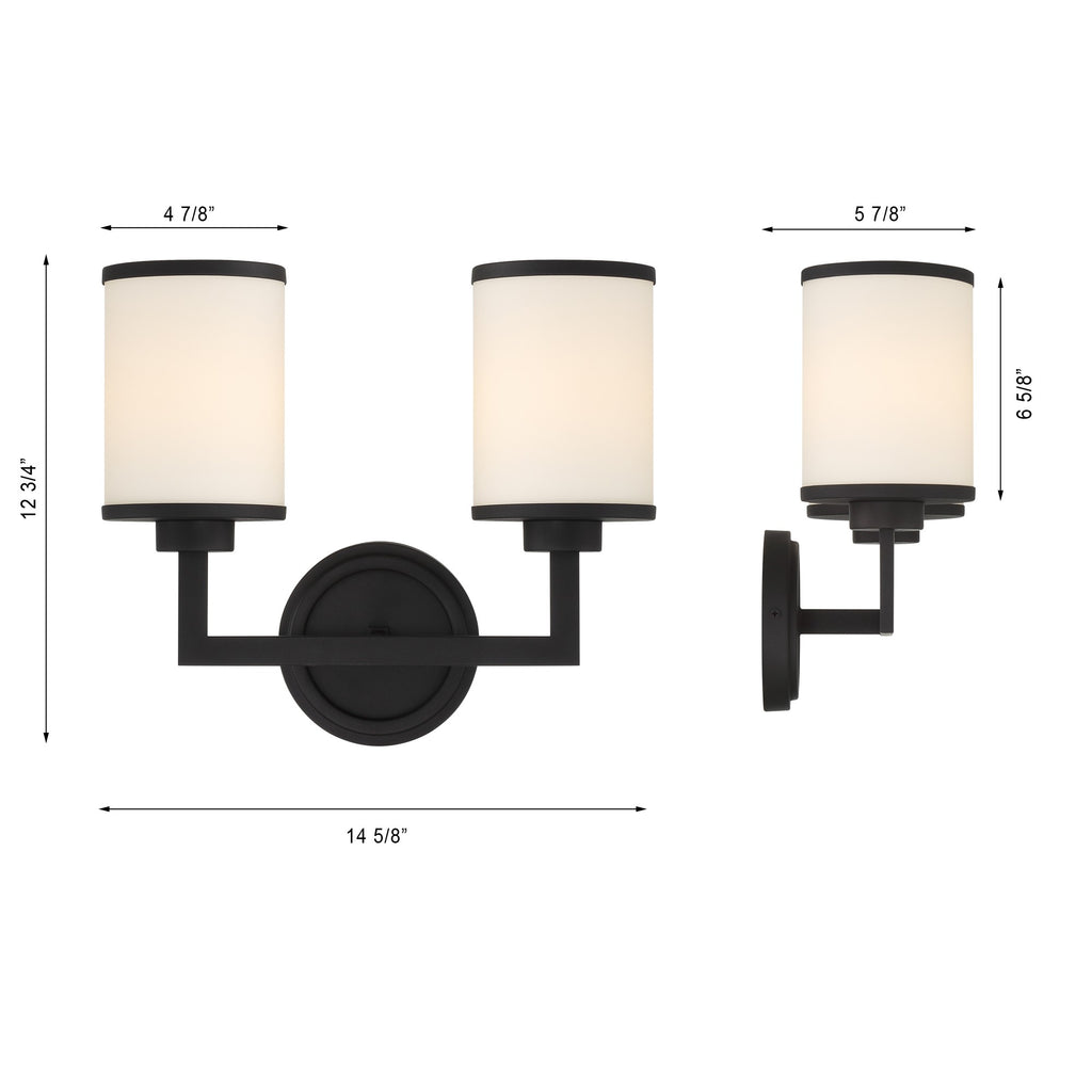 Bryant 2 Light Black Forged Sconce Wall Sconce Crystorama