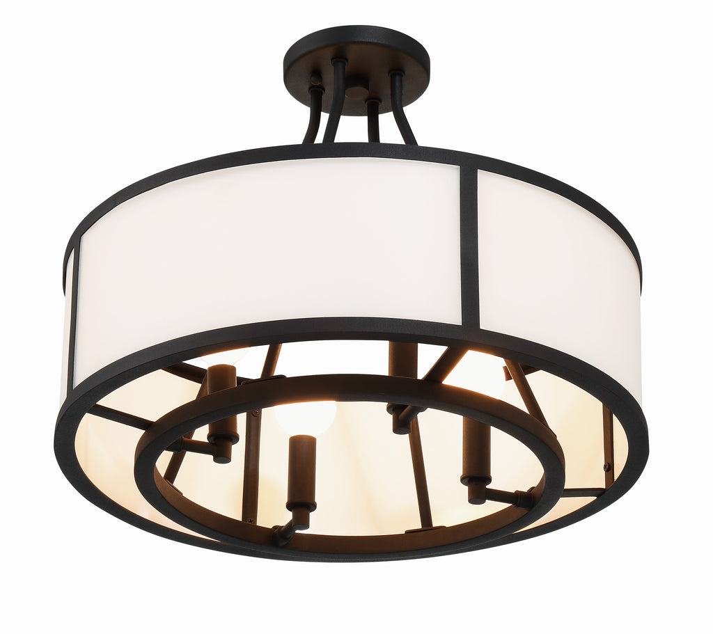 Bryant 4 Light Black Forged Semi Flush Mount Semi Flush Crystorama