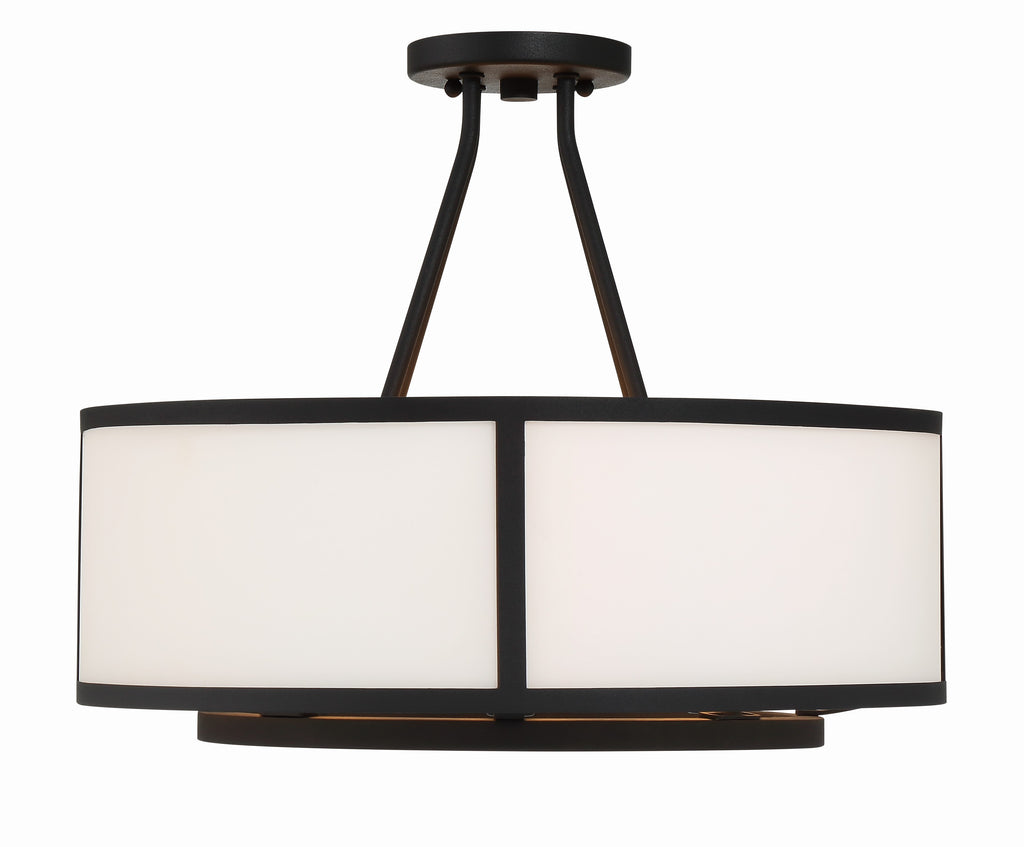 Bryant 4 Light Black Forged Semi Flush Mount Semi Flush Crystorama