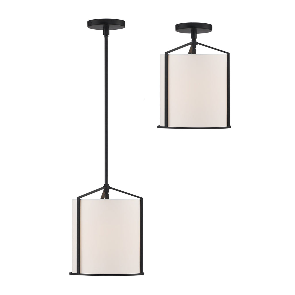 Carlyn 1 Light Black Mini Pendant Pendant Crystorama