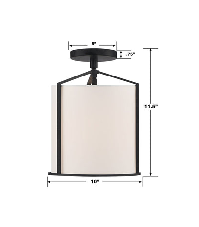 Carlyn 1 Light Black Semi Flush Mount Semi Flush Crystorama