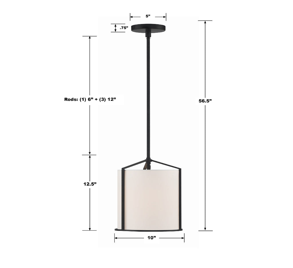 Carlyn 1 Light Black Mini Pendant Pendant Crystorama