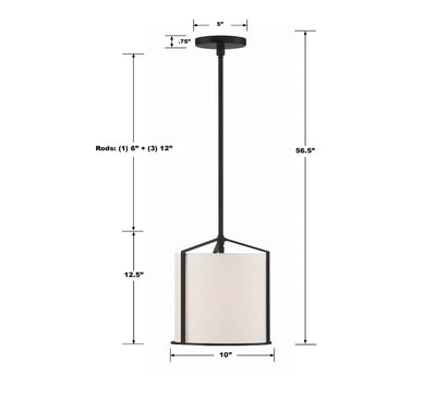 Carlyn 1 Light Black Mini Pendant Pendant Crystorama