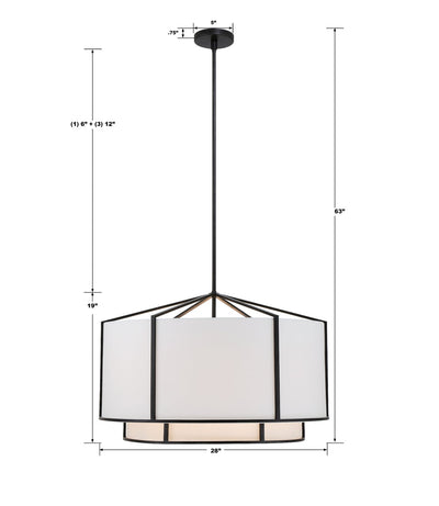 Carlyn 6 Light Black Chandelier Chandelier Crystorama