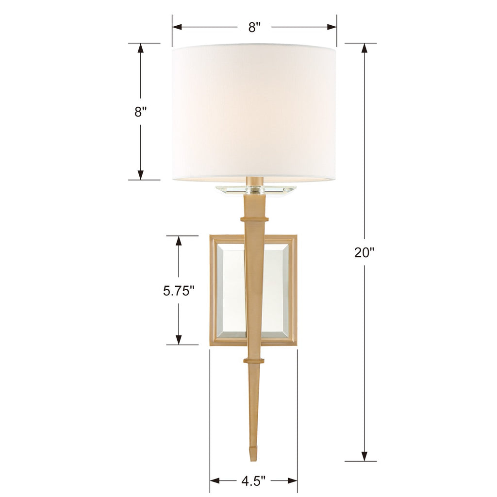 Clifton 1 Light Aged Brass Sconce Wall Sconce Crystorama