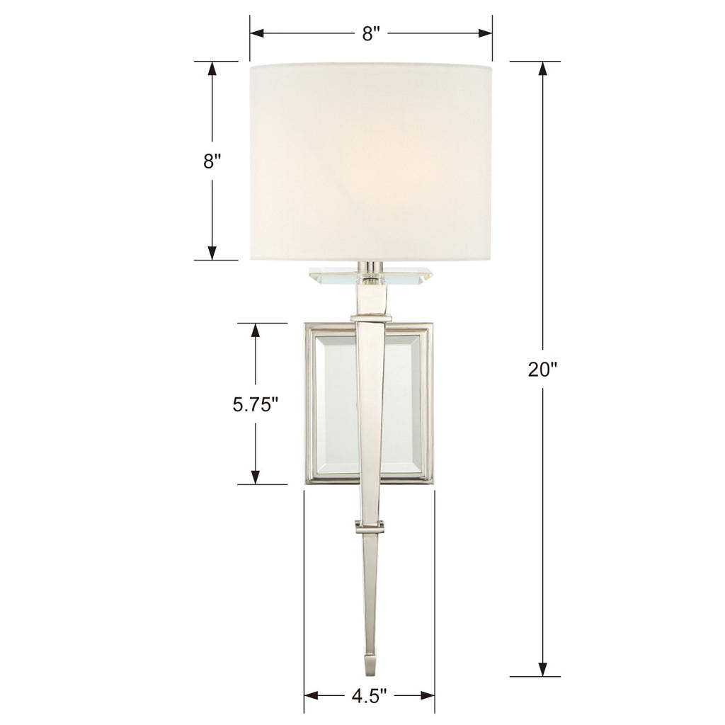 Clifton 1 Light Polished Nickel Sconce Wall Sconce Crystorama