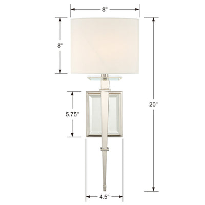 Clifton 1 Light Polished Nickel Sconce Wall Sconce Crystorama