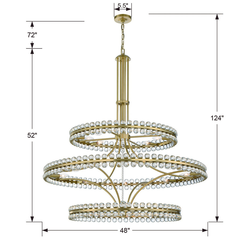 Clover 24 Light Aged Brass Chandelier Chandelier Crystorama