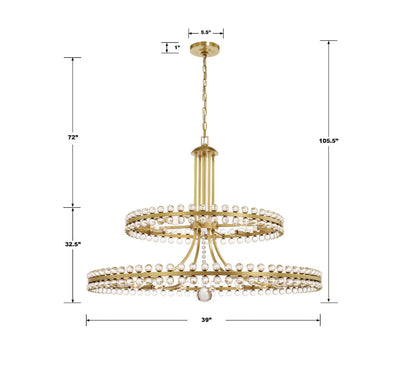 Clover 24 Light Aged Brass Two-tier Chandelier Chandelier Crystorama