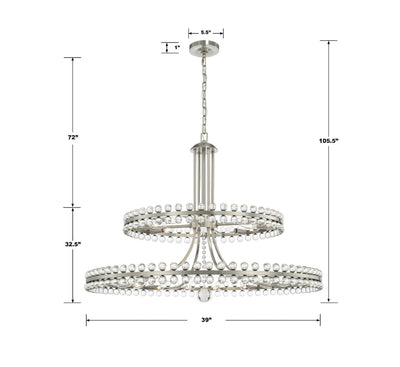 Clover 24 Light Brushed Nickel Two Tier Chandelier Chandelier Crystorama