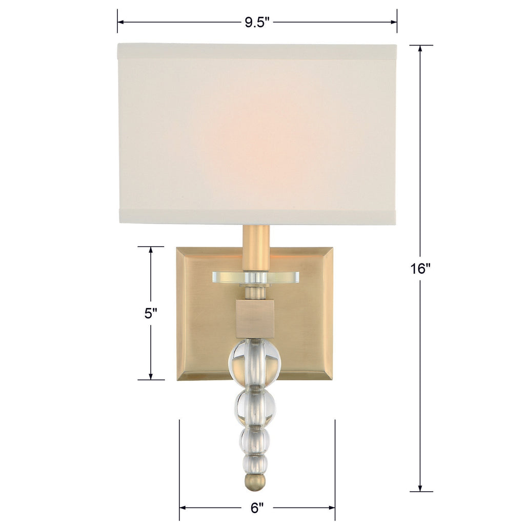 Clover 1 Light Aged Brass Sconce Wall Sconce Crystorama