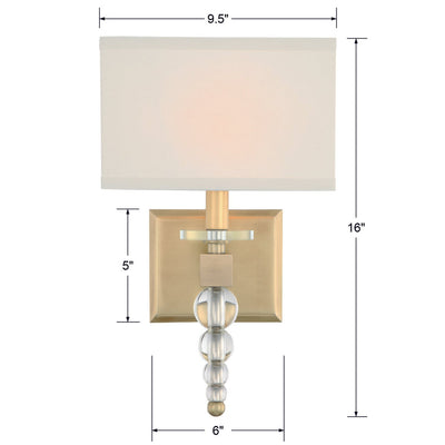 Clover 1 Light Aged Brass Sconce Wall Sconce Crystorama