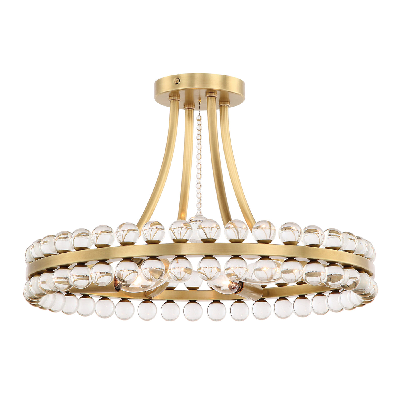 Clover 4 Light Aged Brass Semi Flush Mount Semi Flush Crystorama