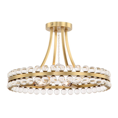 Clover 4 Light Aged Brass Semi Flush Mount Semi Flush Crystorama