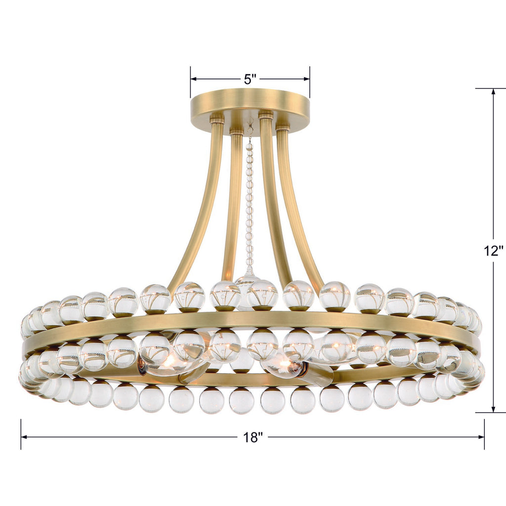 Clover 4 Light Aged Brass Semi Flush Mount Semi Flush Crystorama