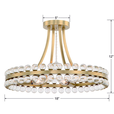 Clover 4 Light Aged Brass Semi Flush Mount Semi Flush Crystorama