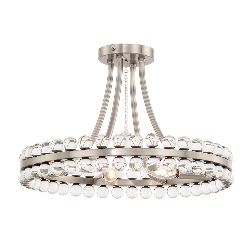 Clover 4 Light Aged Brass Semi Flush Mount Semi Flush Crystorama