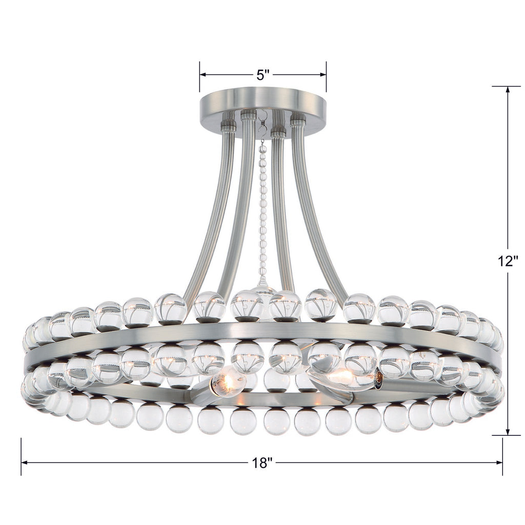 Clover 4 Light Aged Brass Semi Flush Mount Semi Flush Crystorama