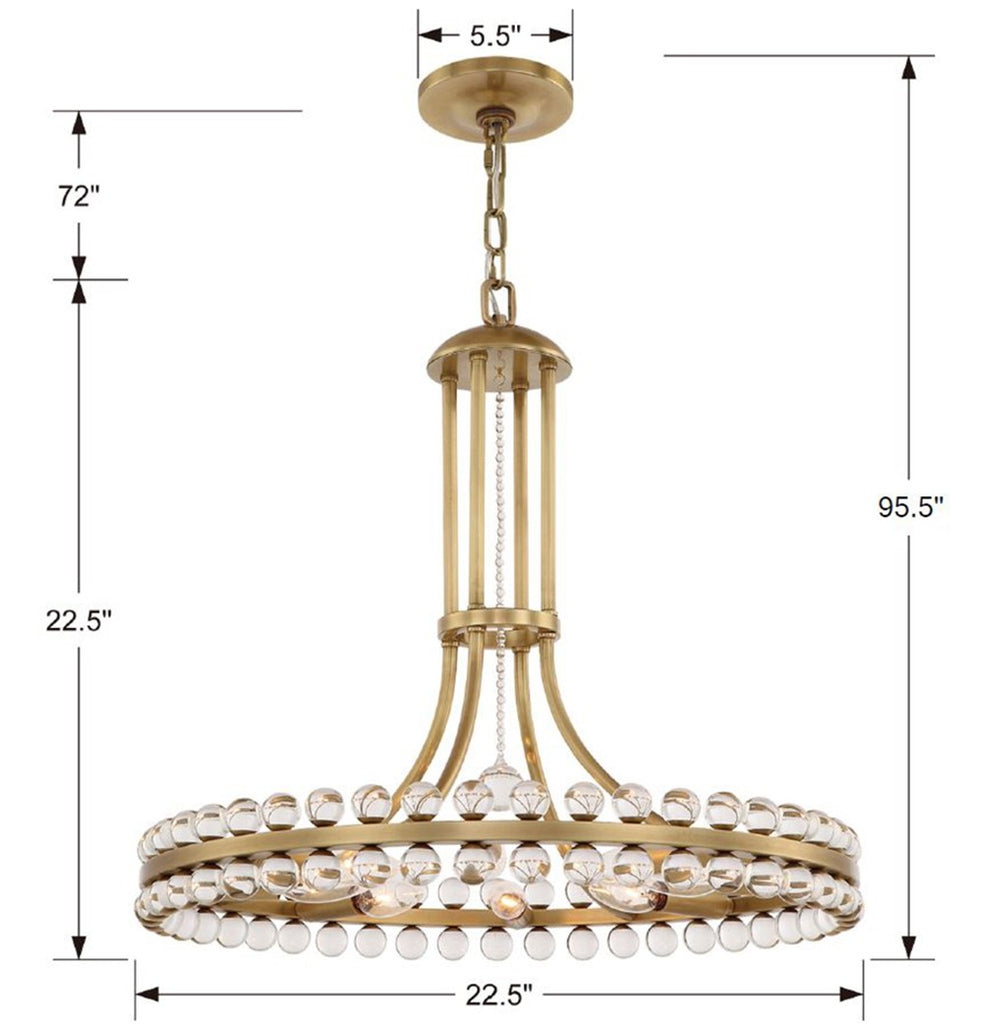 Clover 8 Light Aged Brass Chandelier Chandelier Crystorama