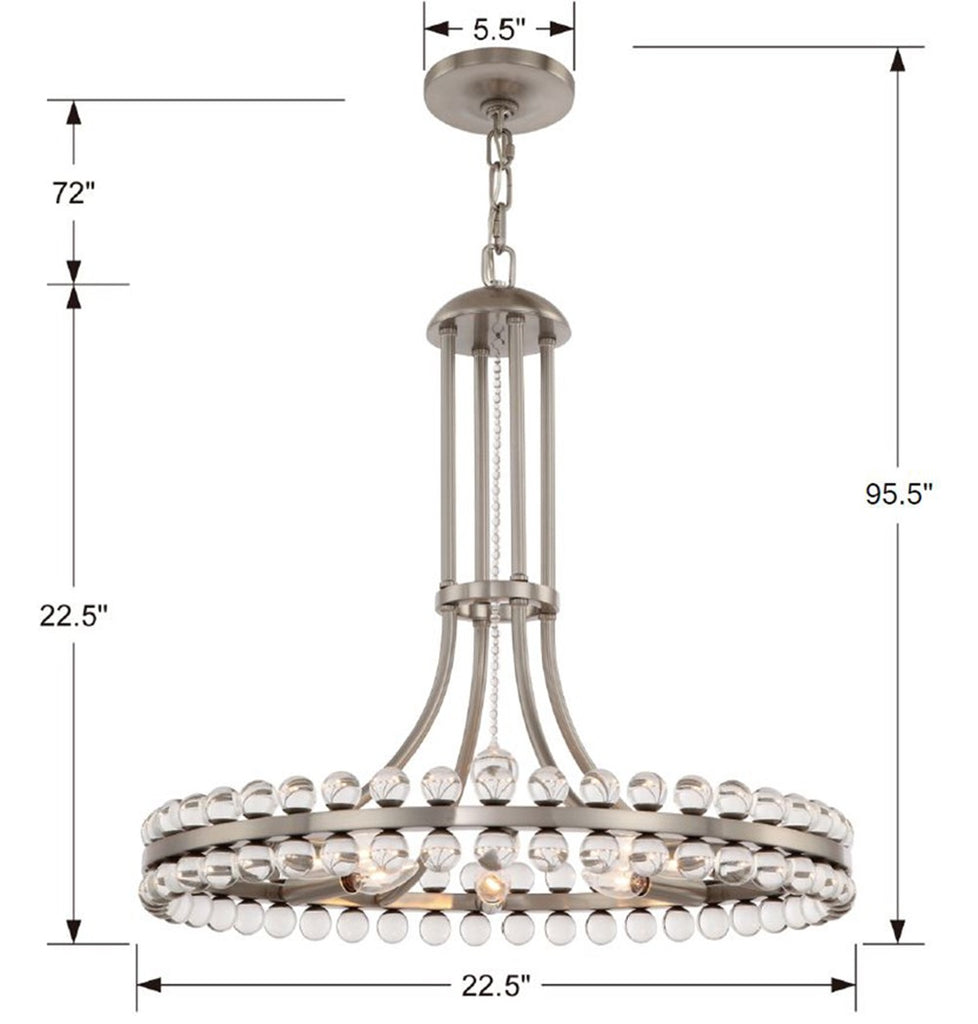 Clover 8 Light Aged Brass Chandelier Chandelier Crystorama