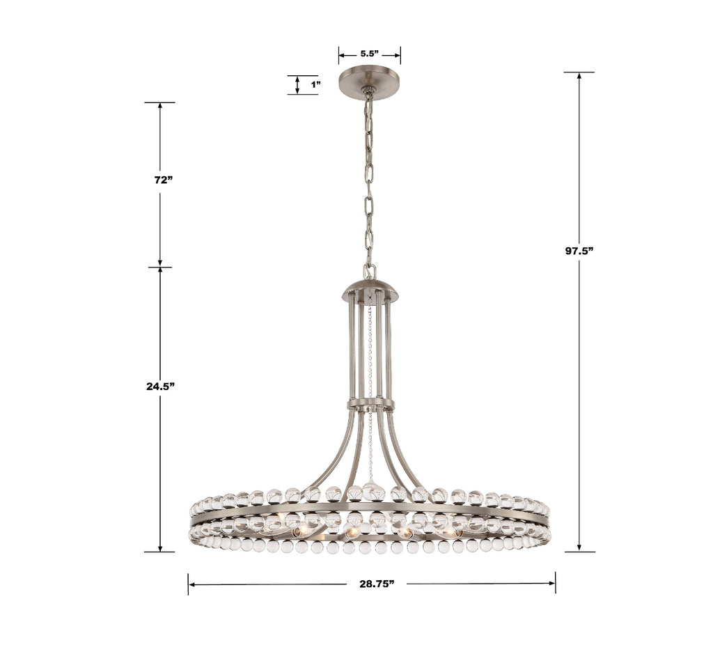 Clover 12 Light Brushed Nickel Chandelier Chandelier Crystorama