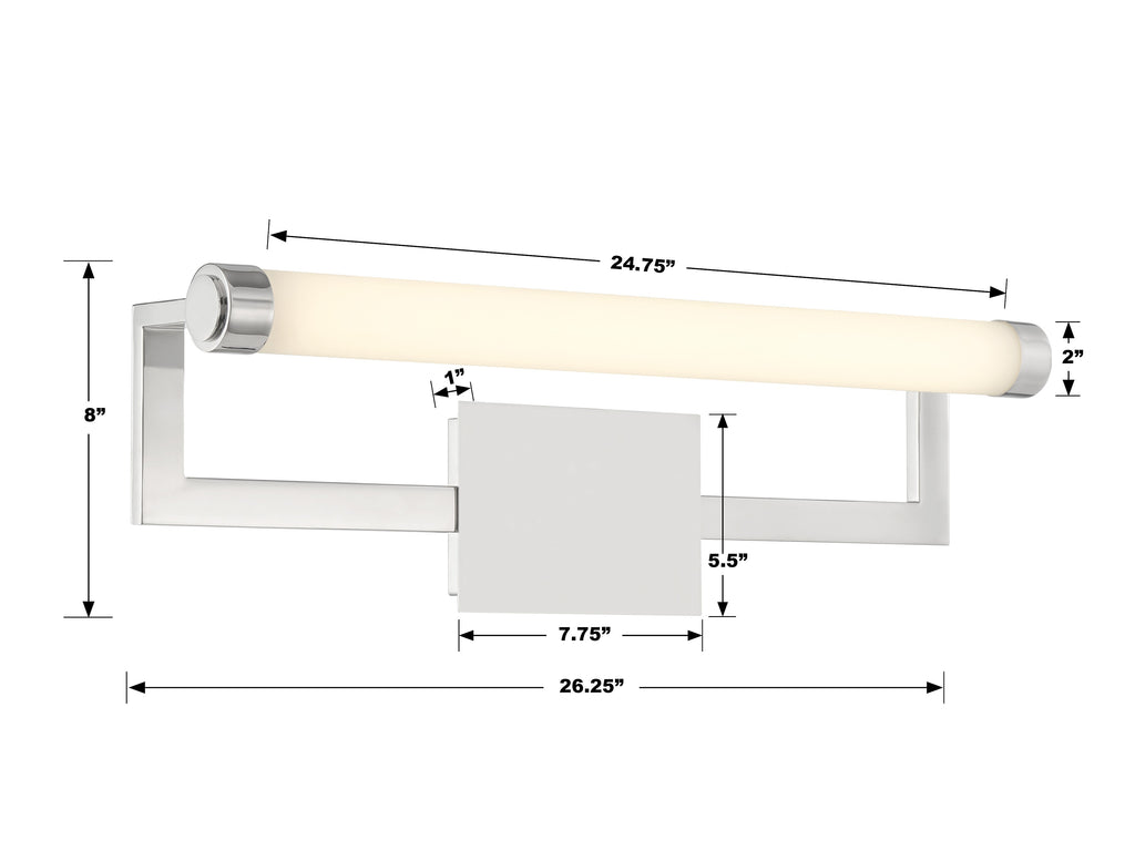 Clinton Integrated LED Polished Nickel Bathroom Vanity Bath and Vanity Crystorama