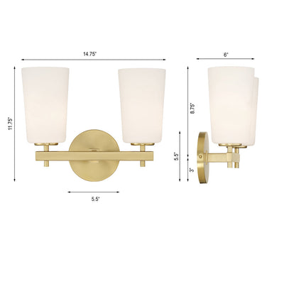 Colton 2 Light Aged Brass Bathroom Vanity Bath and Vanity Crystorama