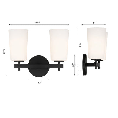 Colton 2 Light Black Bathroom Vanity Bath and Vanity Crystorama