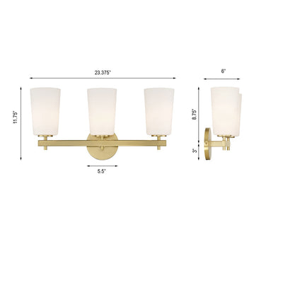 Colton 3 Light Aged Brass Bathroom Vanity Bath and Vanity Crystorama