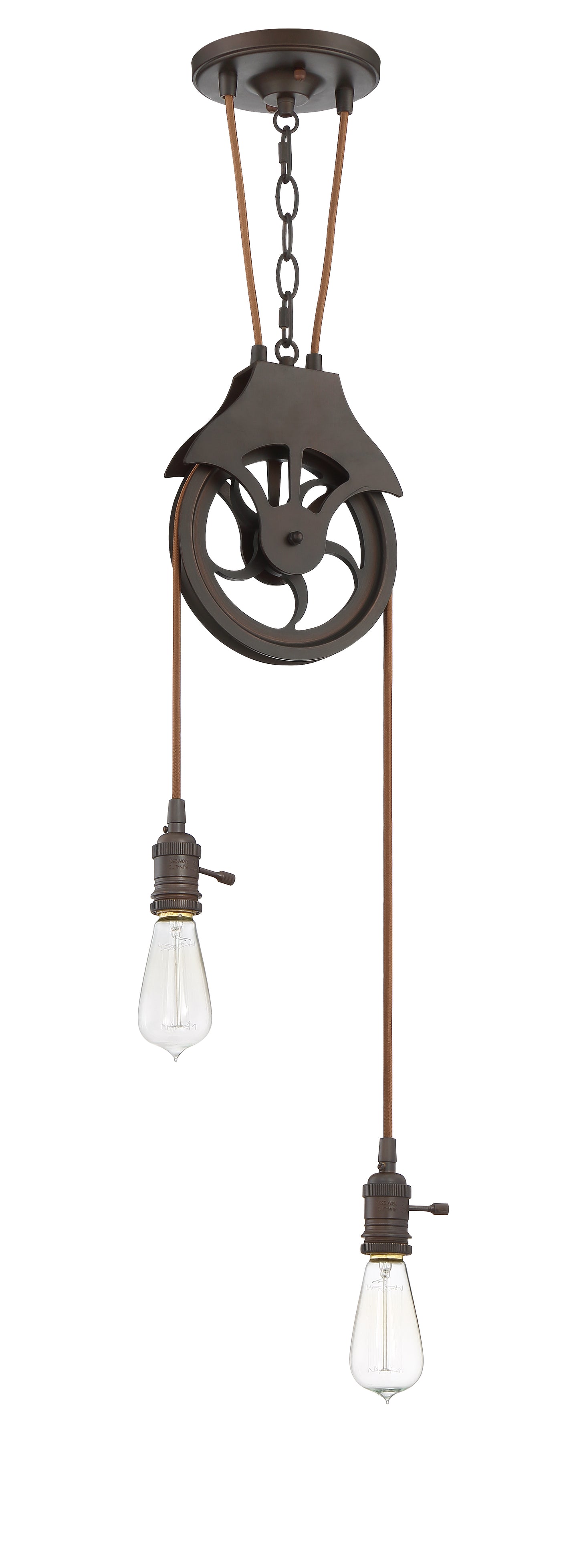 Design-A-Fixture 2 Light Keyed Socket Pulley Pendant Hardware in Aged Bronze Brushed Pendant Craftmade