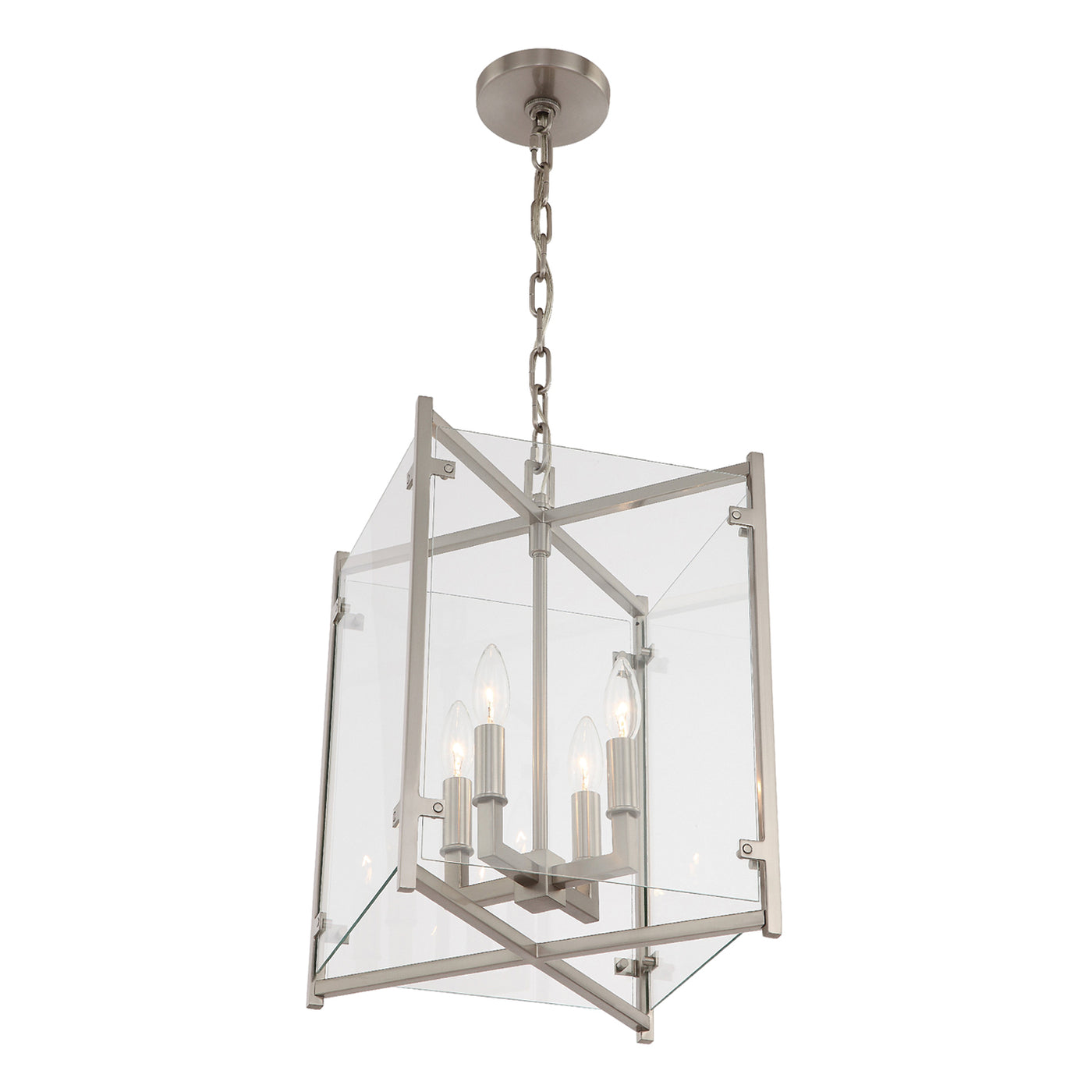 Danbury 4 Light Brushed Nickel Mini Chandelier Chandelier Crystorama