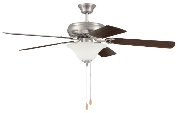 52" Decorator's Choice 2 Light in Brushed Polished Nickel w/ Brushed Nickel/Walnut Blades Ceiling Fan CRAFTMADE