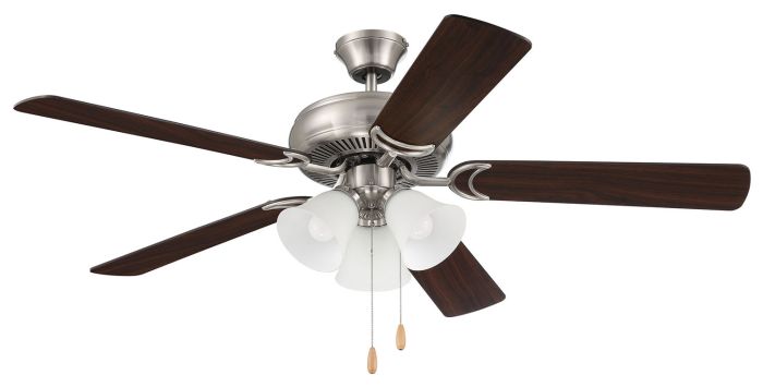 52" Decorator's Choice 3 Light in Brushed Polished Nickel w/ Brushed Nickel/Walnut Blades Ceiling Fan CRAFTMADE