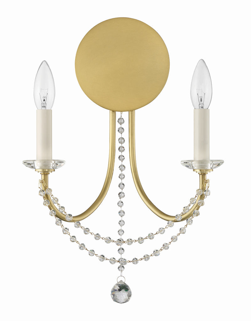 Delilah 2 Light Aged Brass Sconce Wall Sconce Crystorama